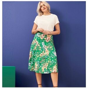 Ann Taylor LOFT Green Floral Midi Skirt